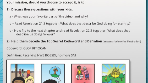 Example of The Parent Discussion Guide Included With The Family Devotions Kit
